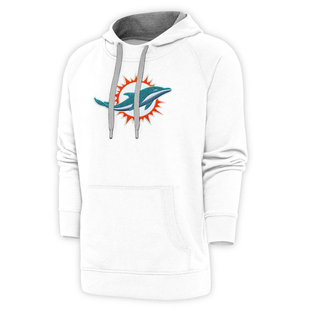 Miami Dolphins Antigua Victory Chenille Pullover Hoodie - White - NFL