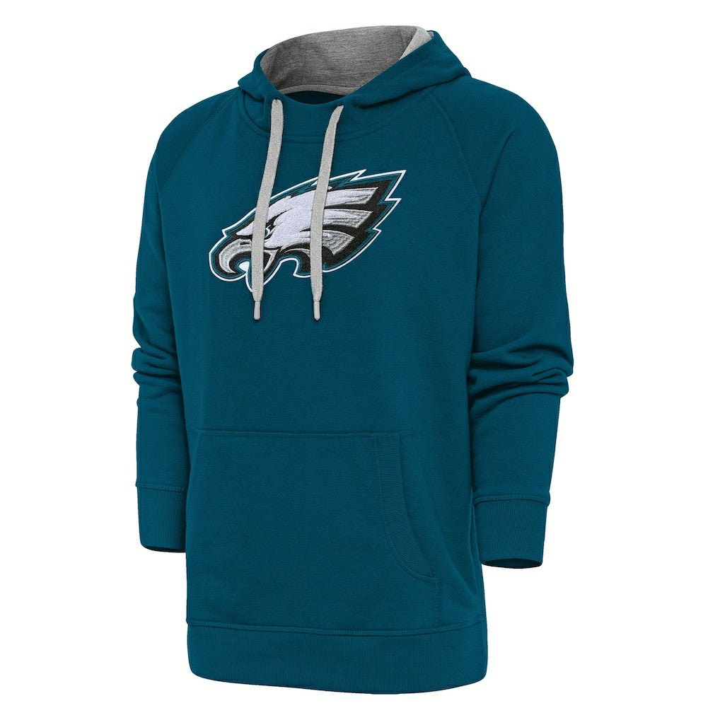 Philadelphia Eagles Antigua Victory Chenille Pullover Hoodie - Midnight Green - NFL