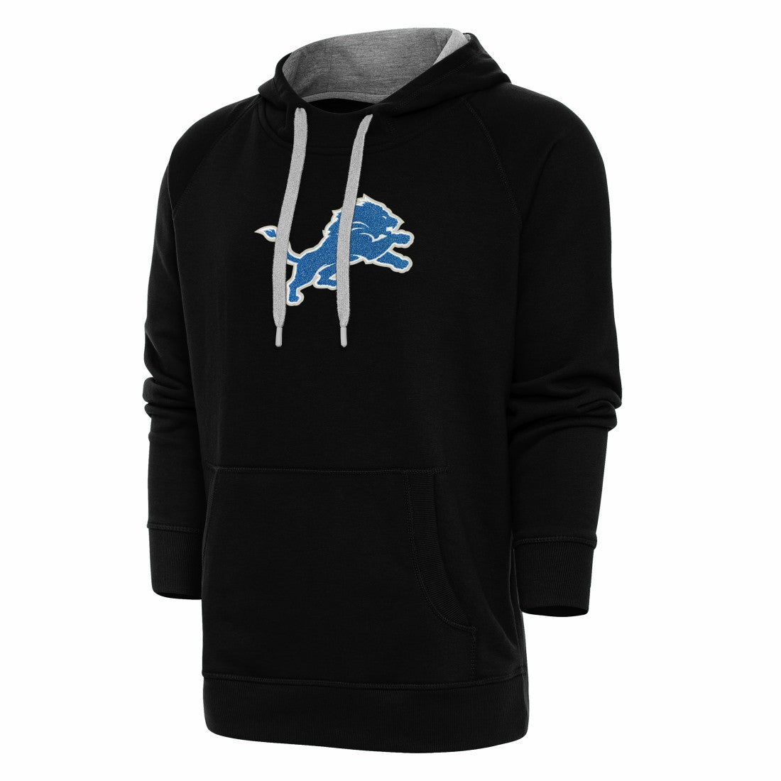 Detroit Lions Antigua Victory Chenille Pullover Hoodie - Black - NFL