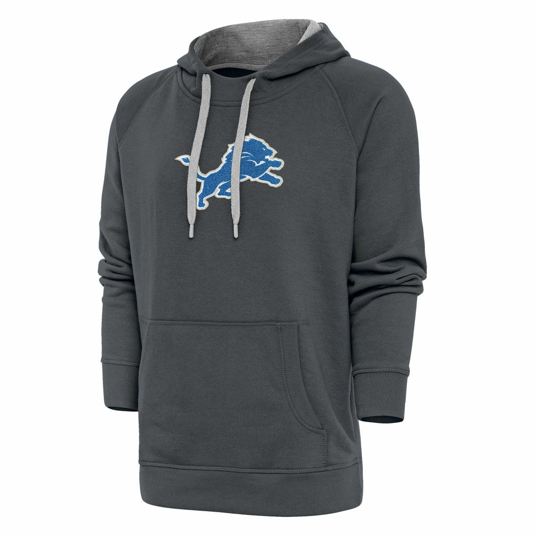 Detroit Lions Antigua Victory Chenille Pullover Hoodie - Charcoal - NFL