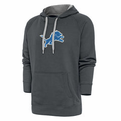 Detroit Lions Antigua Victory Chenille Pullover Hoodie - Charcoal - NFL