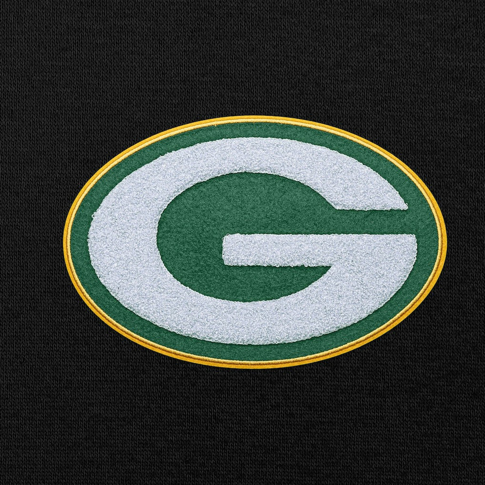 Green Bay Packers Antigua Victory Chenille Pullover Hoodie - Black - NFL