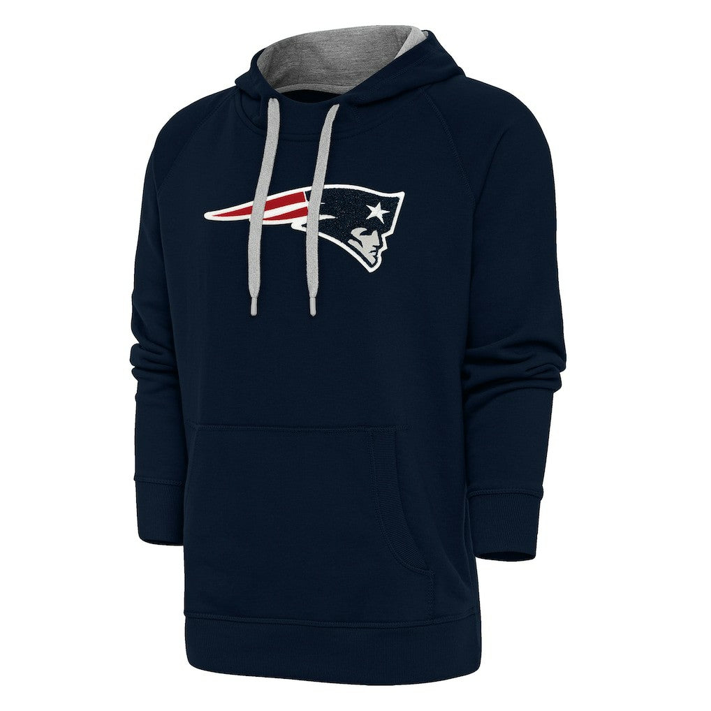 New England Patriots Antigua Victory Chenille Pullover Hoodie - Navy - NFL