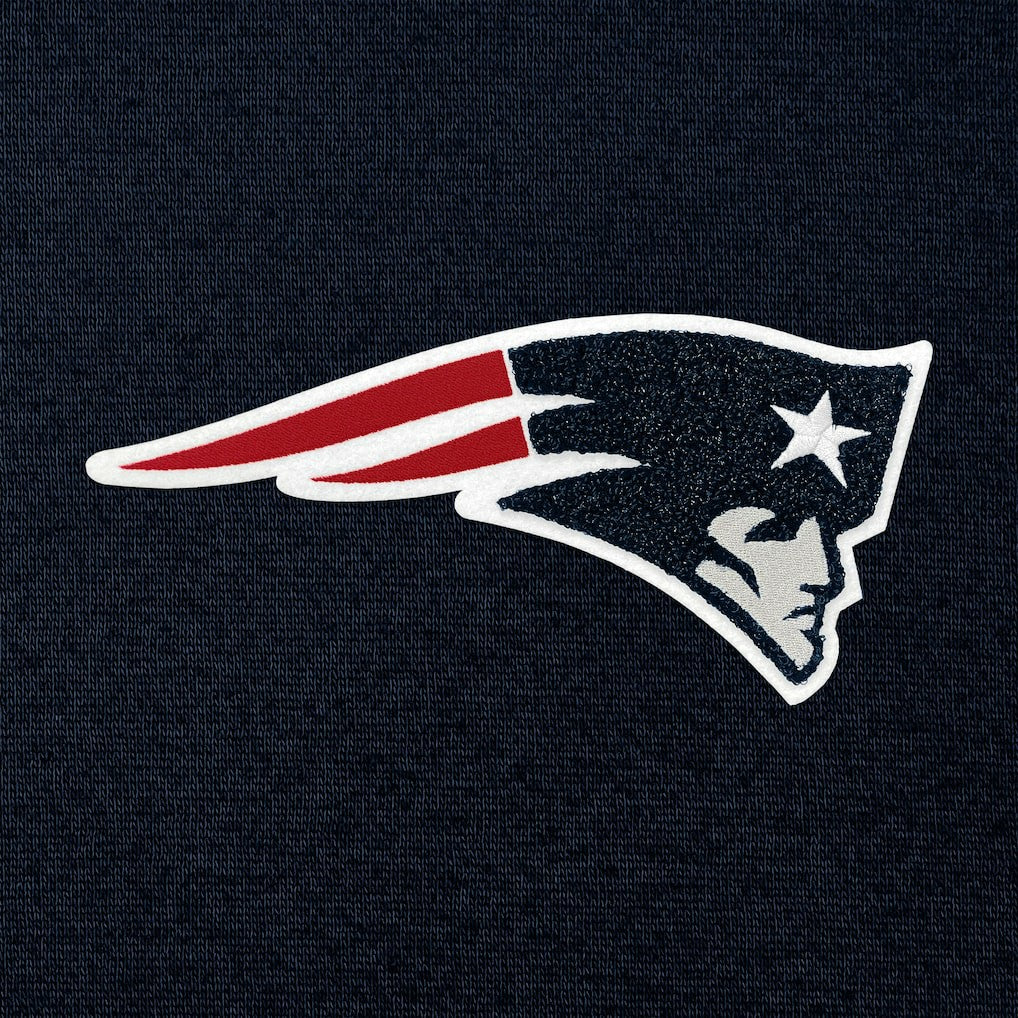 New England Patriots Antigua Victory Chenille Pullover Hoodie - Navy - NFL