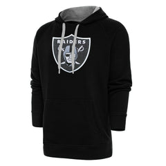 Las Vegas Raiders Antigua Victory Chenille Pullover Hoodie - Black - NFL
