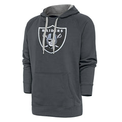 Las Vegas Raiders Antigua Victory Chenille Pullover Hoodie - Charcoal - NFL