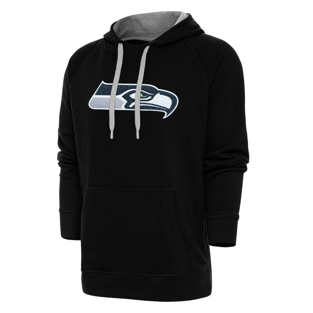 Seattle Seahawks Antigua Victory Chenille Pullover Hoodie - Black - NFL