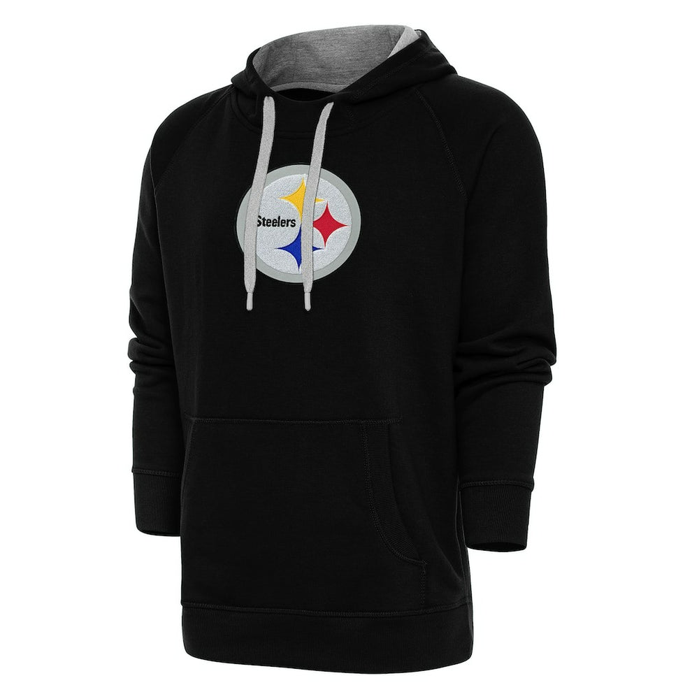 Pittsburgh Steelers Antigua Victory Chenille Pullover Hoodie - Black - NFL