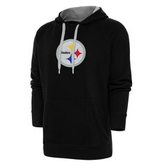 Pittsburgh Steelers Antigua Victory Chenille Pullover Hoodie - Black - NFL