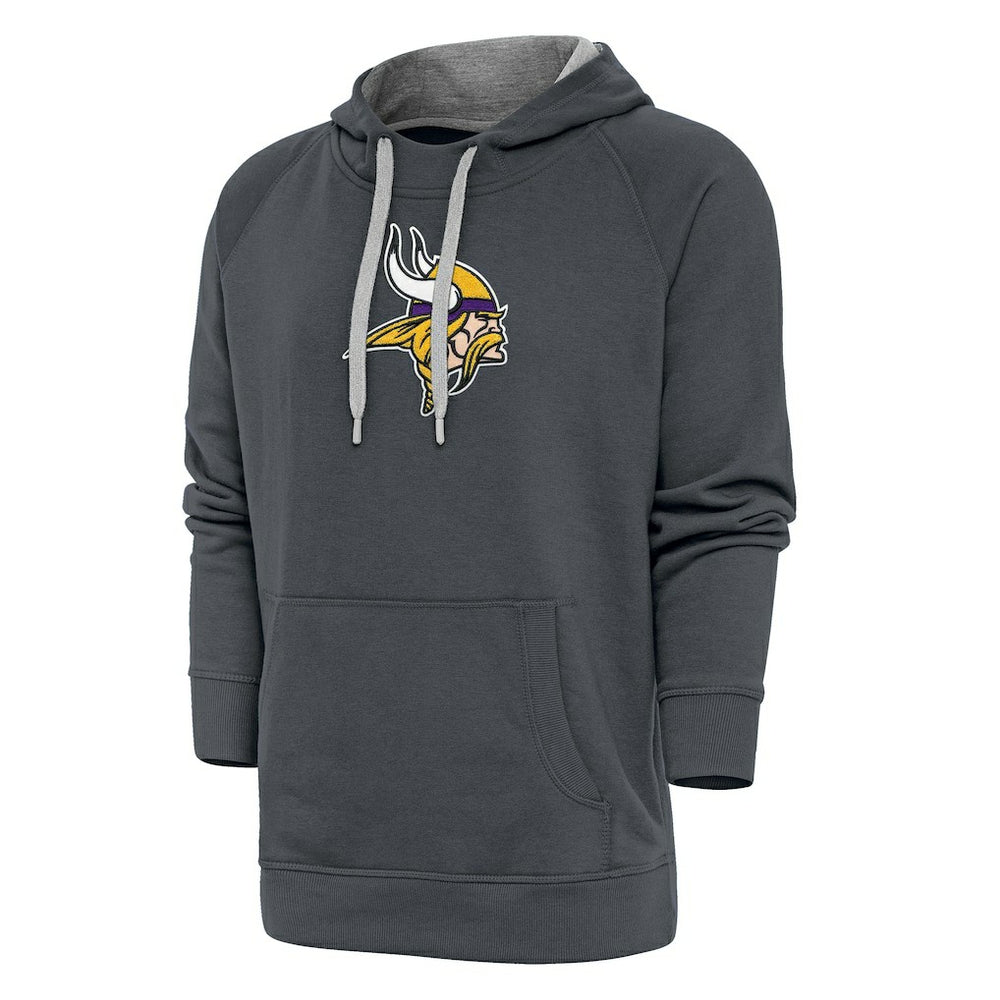 Minnesota Vikings Antigua Victory Chenille Pullover Hoodie - Charcoal - NFL