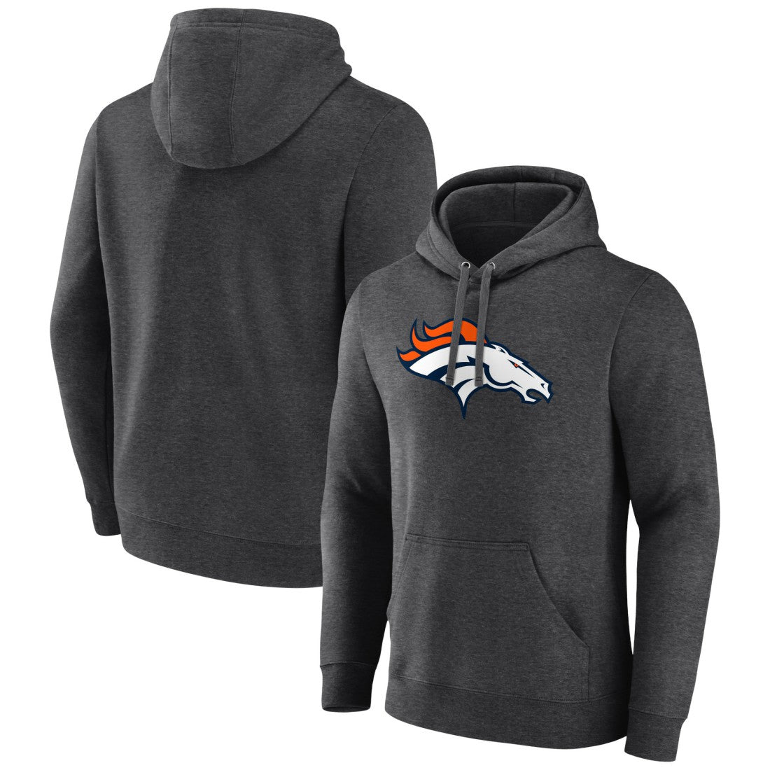 Denver Broncos Primary Team Logo Fitted Pullover Hoodie - Charcoal - NFL