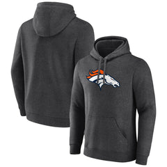 Denver Broncos Primary Team Logo Fitted Pullover Hoodie - Charcoal - NFL