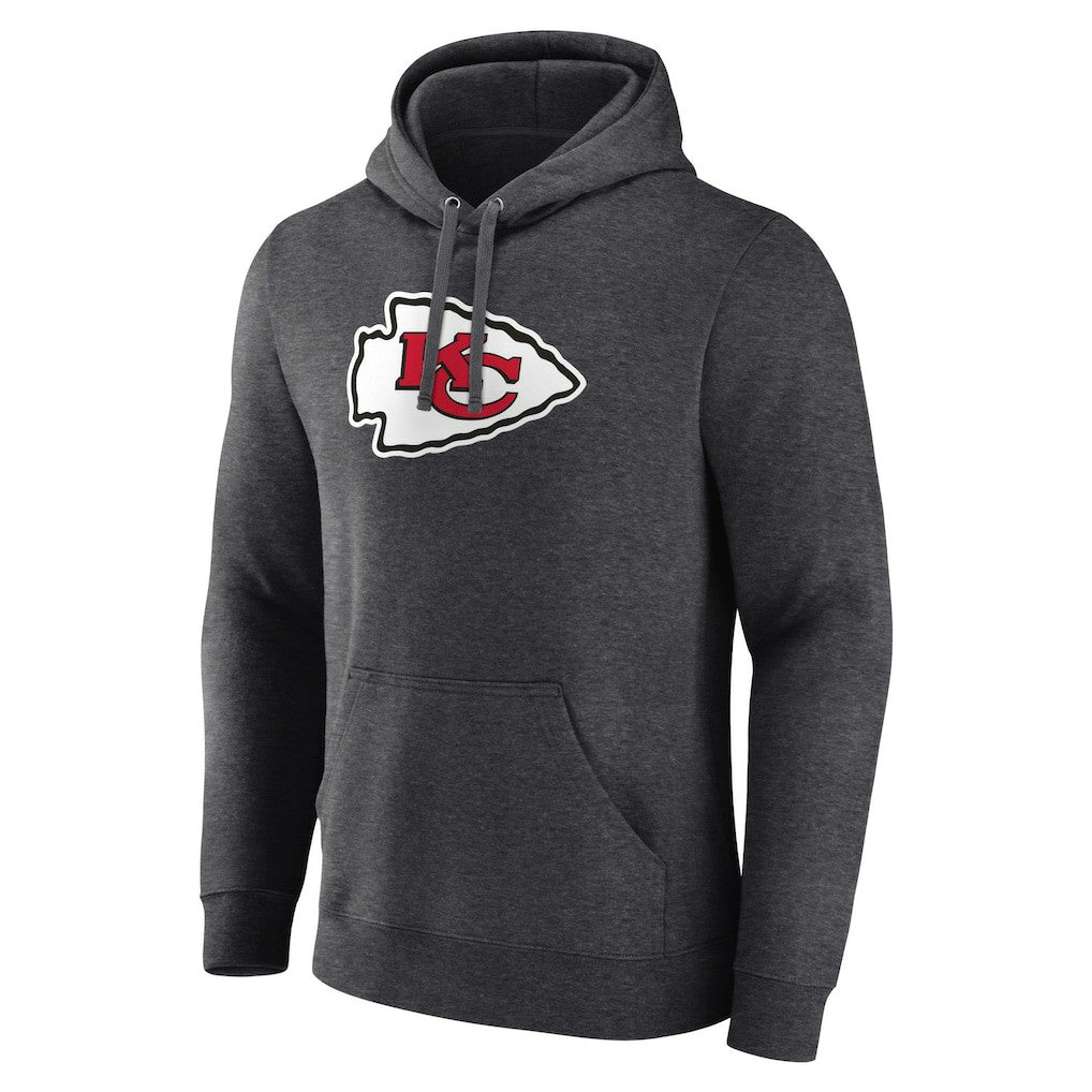 Kansas City Chiefs Primary Team Logo Fitted Pullover Hoodie - Charcoal - NFL