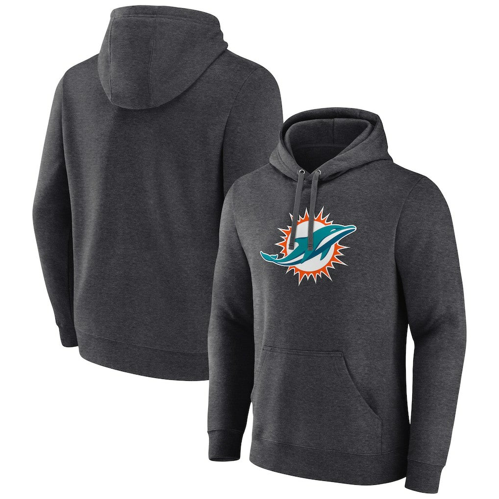 Miami Dolphins Primary Team Logo Fitted Pullover Hoodie - Charcoal - NFL