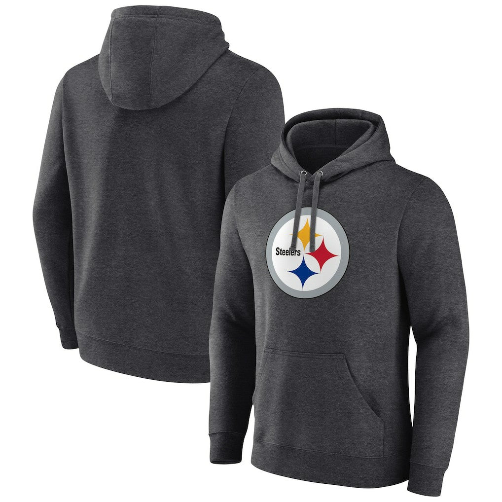 Pittsburgh Steelers Primary Team Logo Fitted Pullover Hoodie - Charcoal - NFL