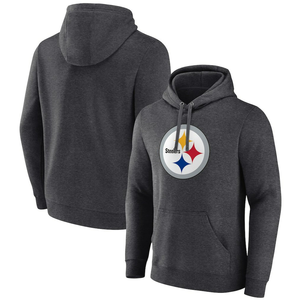 Pittsburgh Steelers Primary Team Logo Fitted Pullover Hoodie - Charcoal - NFL