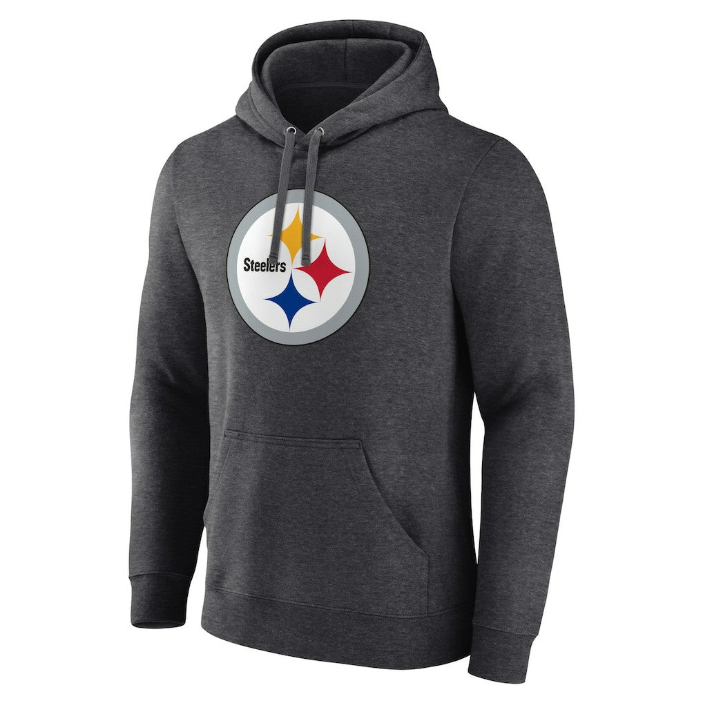 Pittsburgh Steelers Primary Team Logo Fitted Pullover Hoodie - Charcoal - NFL
