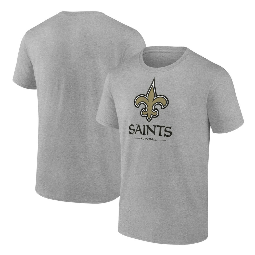 New Orleans Saints Logo Team Lockup T-Shirt - Heather Gray - NFL