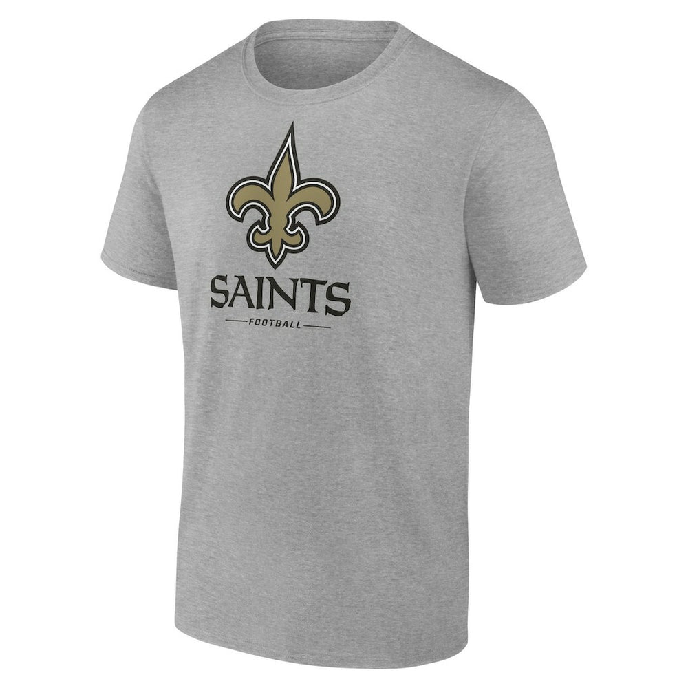 New Orleans Saints Logo Team Lockup T-Shirt - Heather Gray - NFL