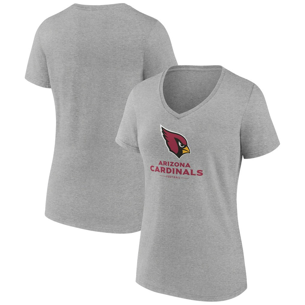 Arizona Cardinals Women's Logo Team Lockup V-Neck T-Shirt - Gray - NFL