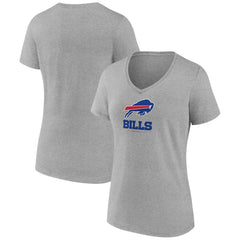 Buffalo Bills Women's Logo Team Lockup V-Neck T-Shirt - Gray - NFL