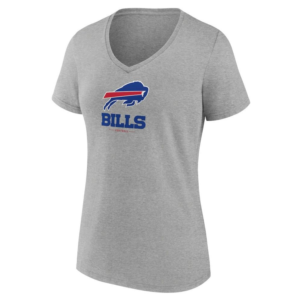 Buffalo Bills Women's Logo Team Lockup V-Neck T-Shirt - Gray - NFL