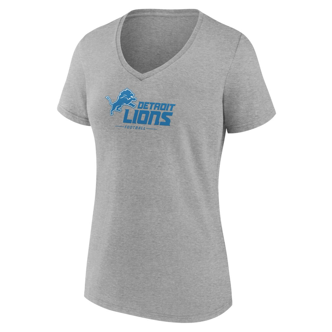Detroit Lions Women's Logo Team Lockup V-Neck T-Shirt - Gray - NFL