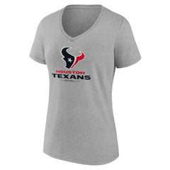 Houston Texans Women's Logo Team Lockup V-Neck T-Shirt - Gray - NFL