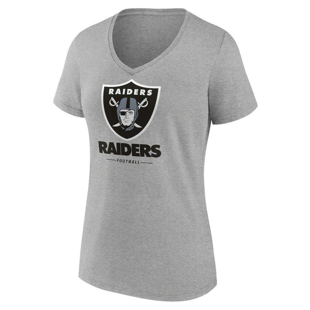 Las Vegas Raiders Women's Logo Team Lockup V-Neck T-Shirt - Gray - NFL