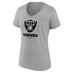 Las Vegas Raiders Women's Logo Team Lockup V-Neck T-Shirt - Gray - NFL