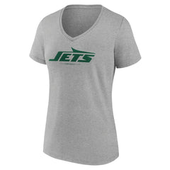 New York Jets Women's Logo Team Lockup V-Neck T-Shirt - Gray - NFL