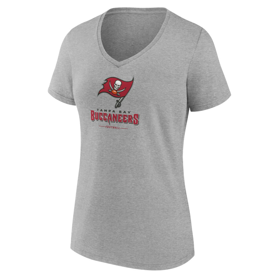 Tampa Bay Buccaneers Women's Logo Team Lockup V-Neck T-Shirt - Gray - NFL