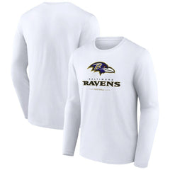 Baltimore Ravens Logo Team Lockup Long Sleeve T-Shirt - White - NFL