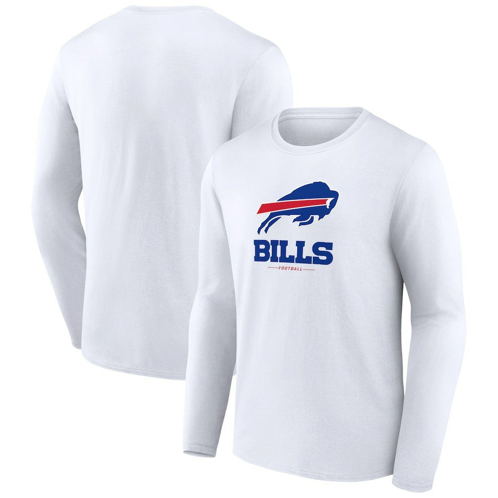 Buffalo Bills Logo Team Lockup Long Sleeve T-Shirt - White - NFL