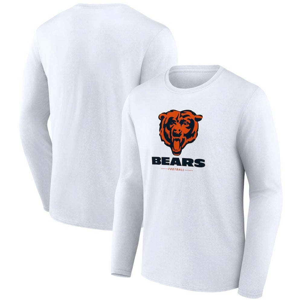 Chicago Bears Logo Team Lockup Long Sleeve T-Shirt - White - NFL