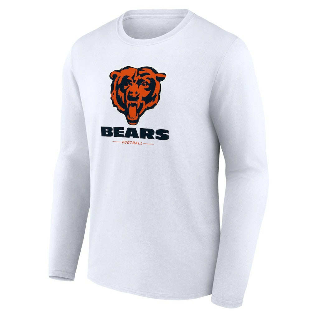 Chicago Bears Logo Team Lockup Long Sleeve T-Shirt - White - NFL