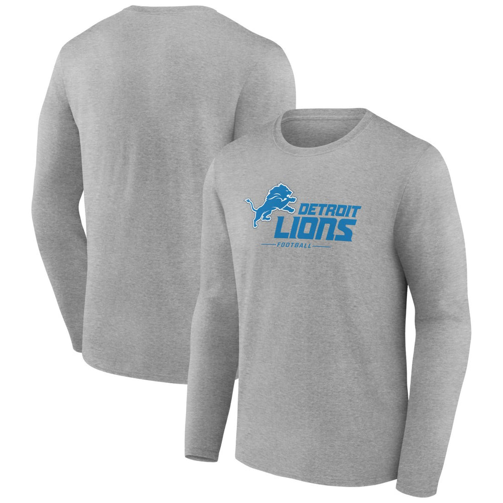Detroit Lions Logo Team Lockup Long Sleeve T-Shirt - Gray - NFL