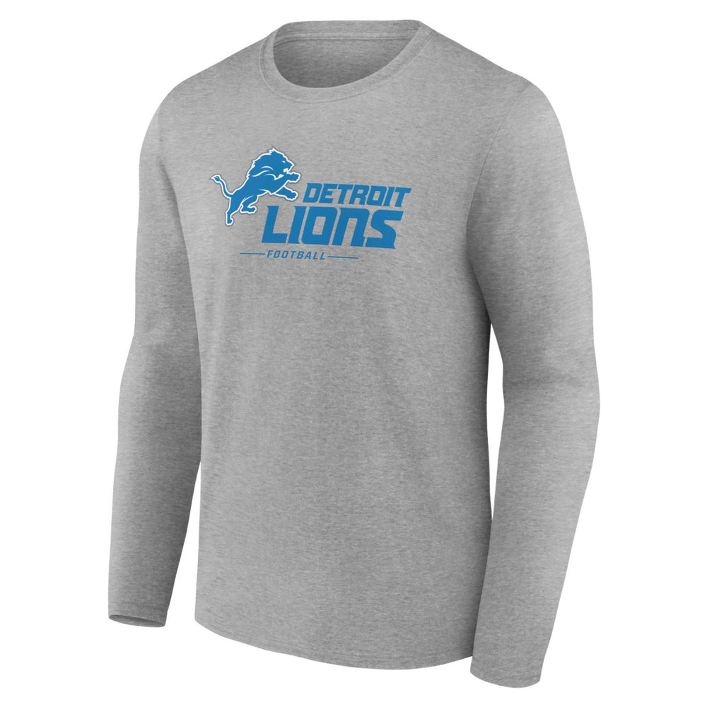 Detroit Lions Logo Team Lockup Long Sleeve T-Shirt - Gray - NFL