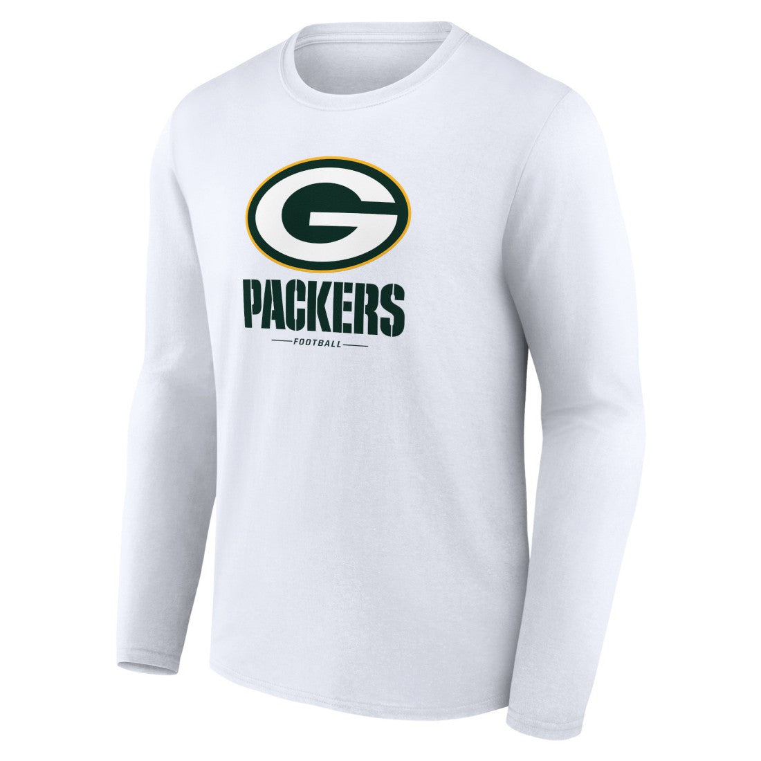 Green Bay Packers Logo Team Lockup Long Sleeve T-Shirt - White - NFL
