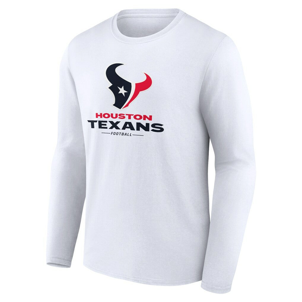 Houston Texans Logo Team Lockup Long Sleeve T-Shirt - White - NFL