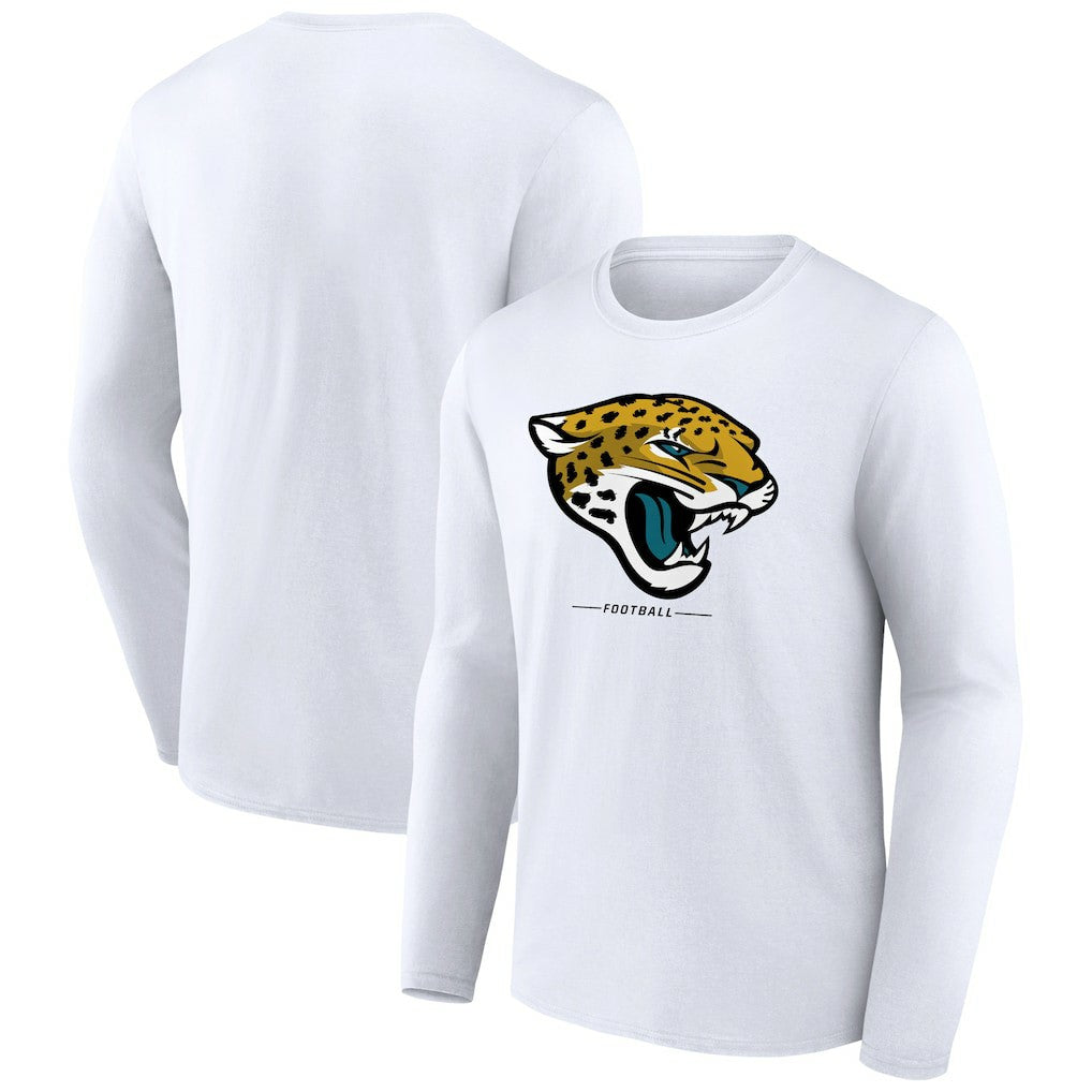 Jacksonville Jaguars Logo Team Lockup Long Sleeve T-Shirt - White - NFL