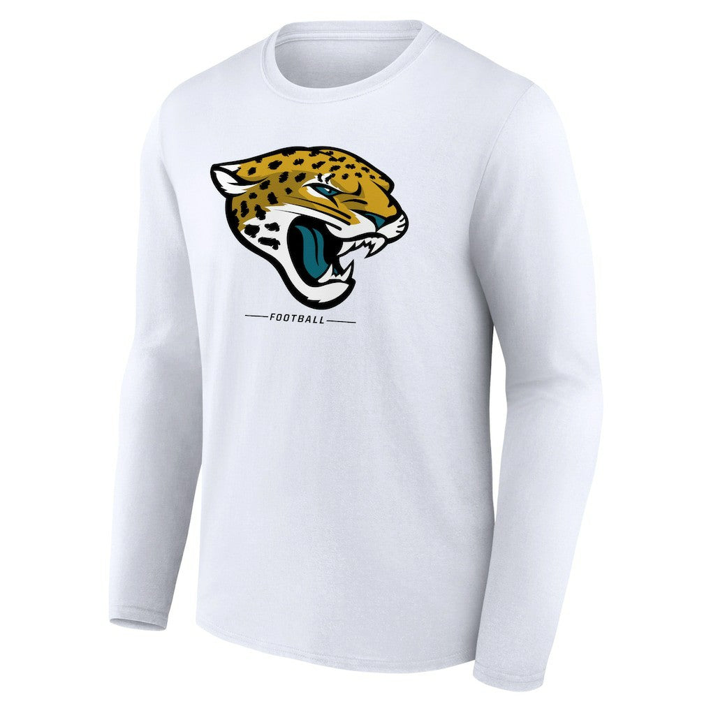 Jacksonville Jaguars Logo Team Lockup Long Sleeve T-Shirt - White - NFL