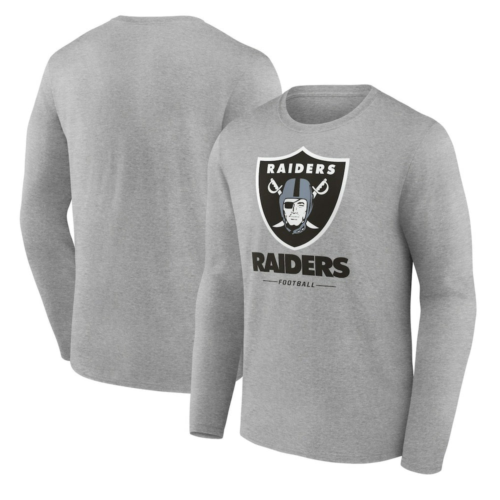 Las Vegas Raiders Logo Team Lockup Long Sleeve T-Shirt - Gray - NFL