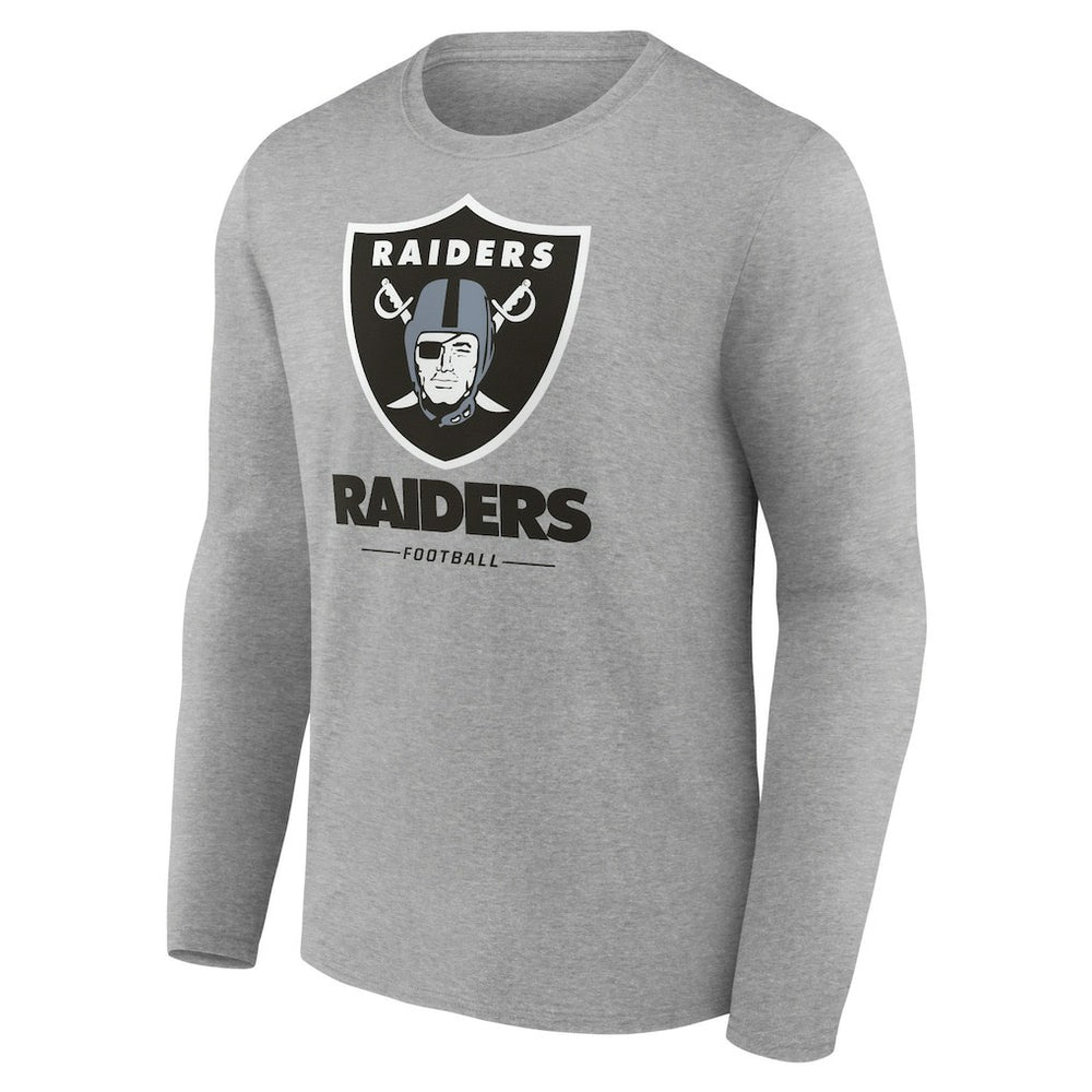 Las Vegas Raiders Logo Team Lockup Long Sleeve T-Shirt - Gray - NFL
