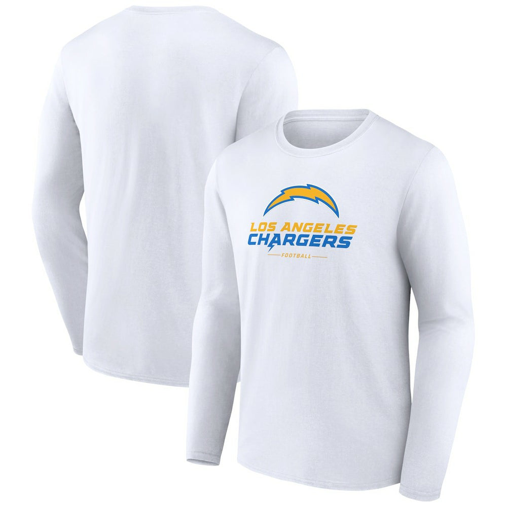 Los Angeles Chargers Logo Team Lockup Long Sleeve T-Shirt - White - NFL