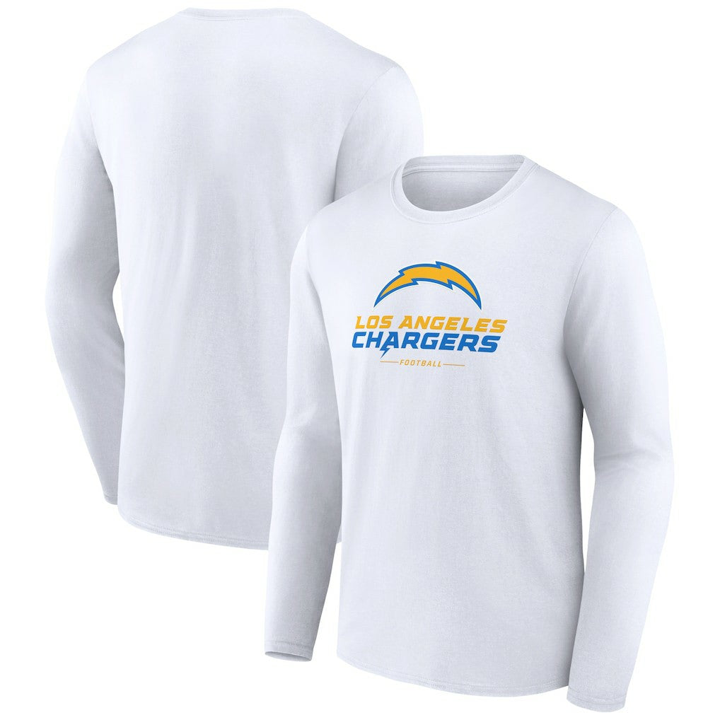Los Angeles Chargers Logo Team Lockup Long Sleeve T-Shirt - White - NFL
