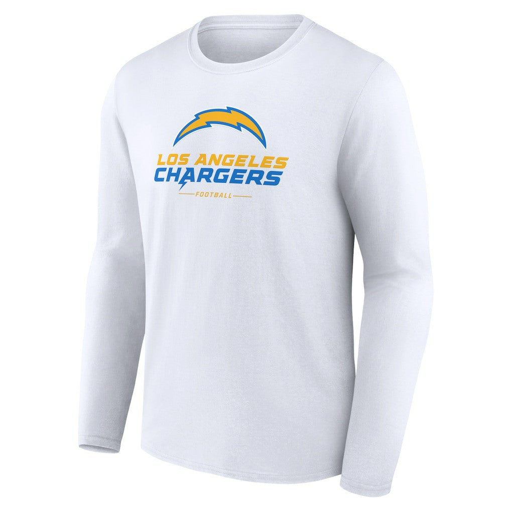 Los Angeles Chargers Logo Team Lockup Long Sleeve T-Shirt - White - NFL