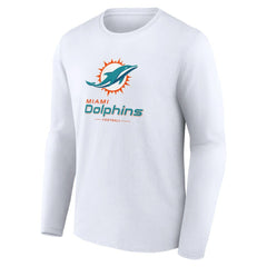 Miami Dolphins Logo Team Lockup Long Sleeve T-Shirt - White - NFL