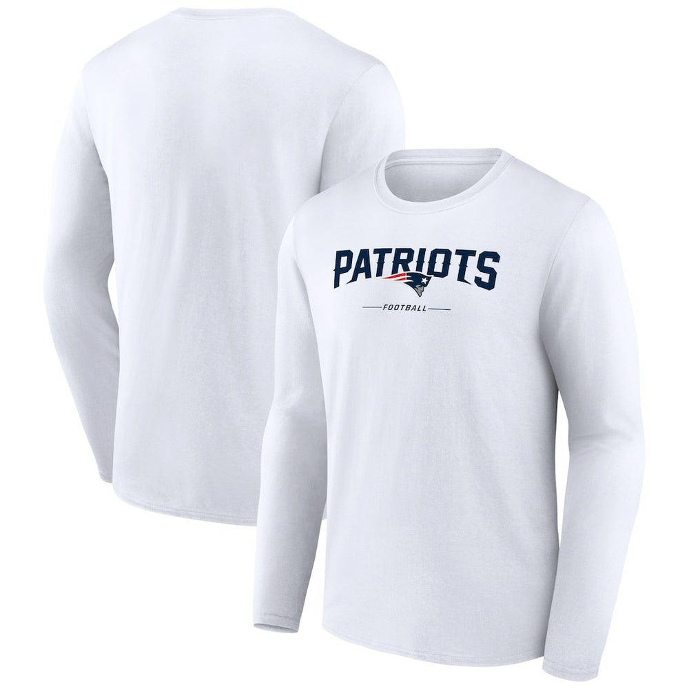New England Patriots Logo Team Lockup Long Sleeve T-Shirt - White - NFL