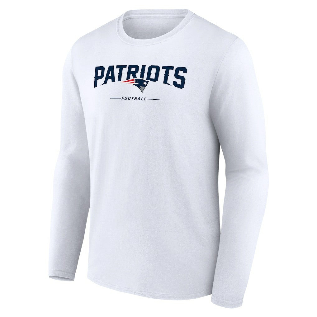 New England Patriots Logo Team Lockup Long Sleeve T-Shirt - White - NFL